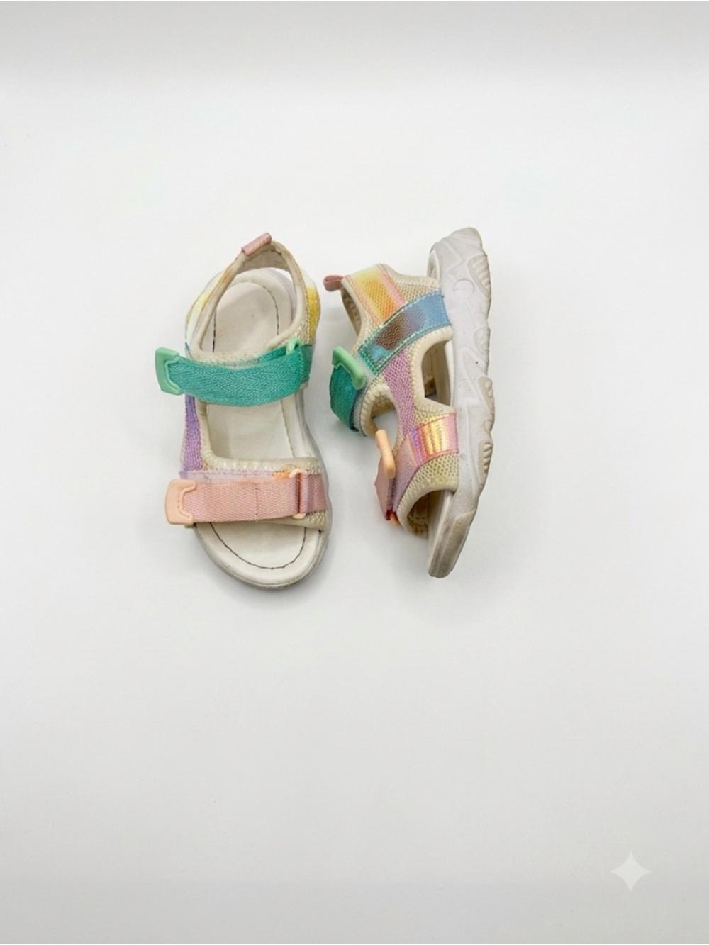 SHEIN Pastel Rainbow Kids Velcro Sandals - Mint, Pink, Lavender